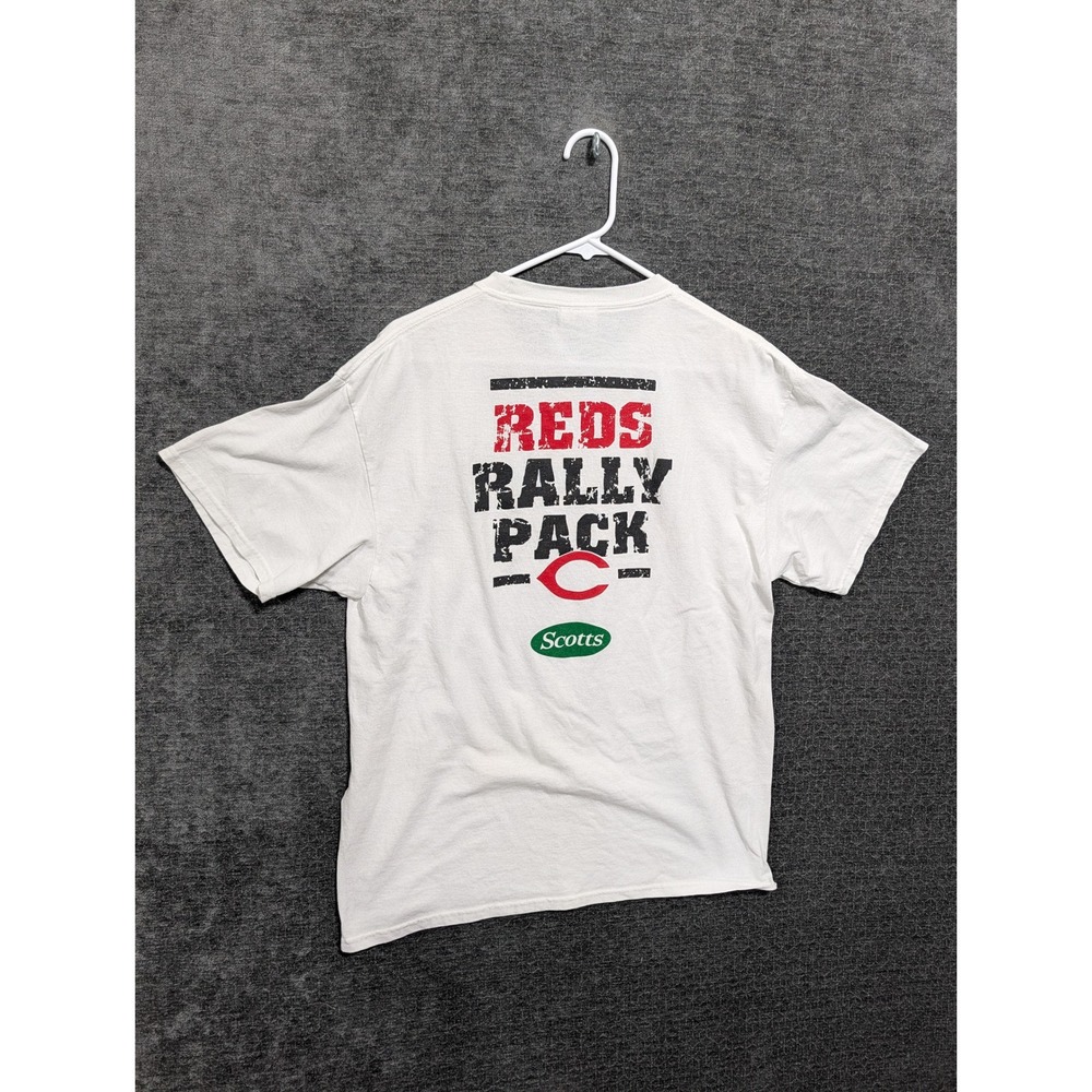 Cincinnati Reds Mustache Graphic T-Shirt Mens Large White Rally Pack Tee - Picture 2 of 5